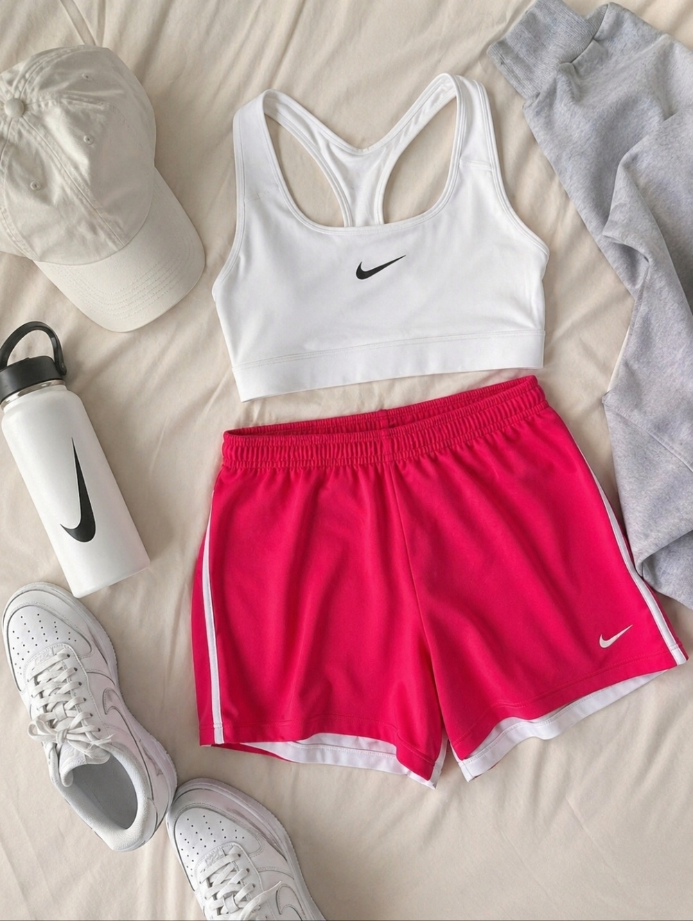 Nike Women's Red And White Athletic Shorts Size Large